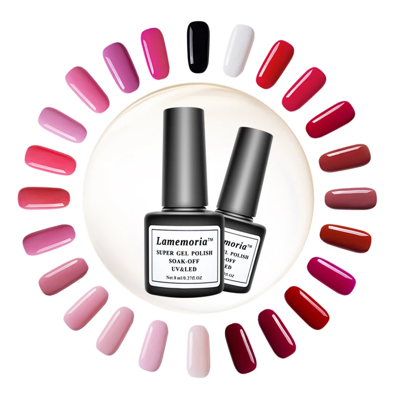 

Lamemoria 8ml Nail Polish Vernis Semi Permanent Hybrid Varnish Gel polish uv Color Gel Manicure Primer Top Coat Glitter Nail Art