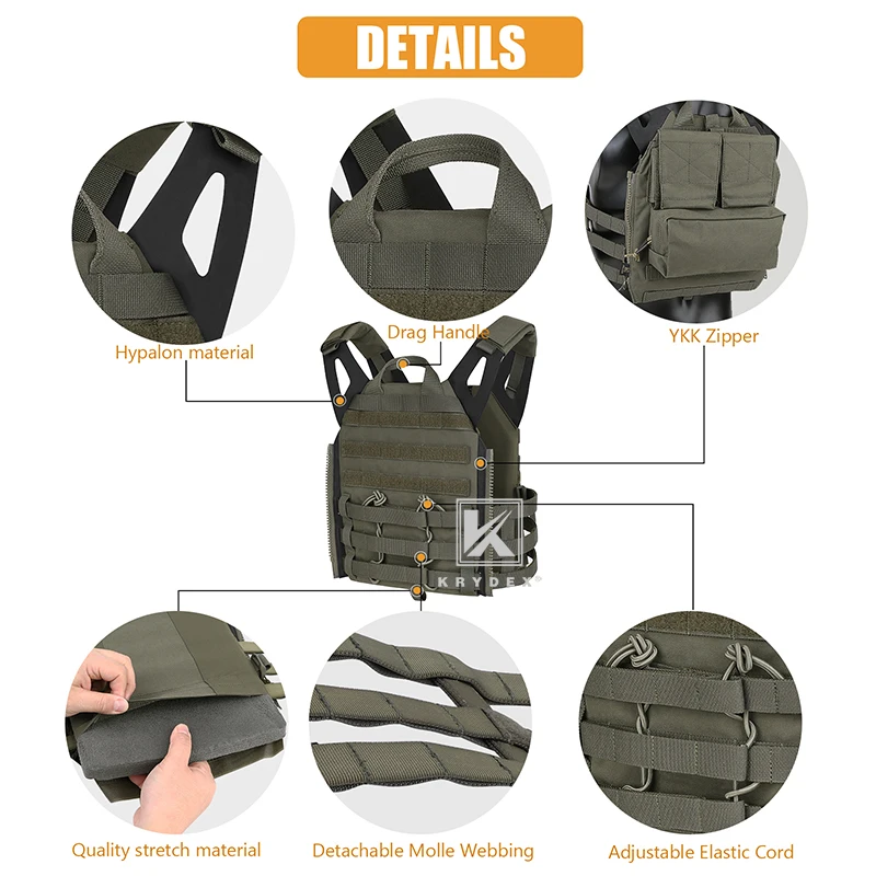 KRYDEX Tactical Vest JPC 2.0 Jumper Plate Carrier Vest Front MOLLE Flap Quick Release Armor Combat Shooting Paintball CS Vest