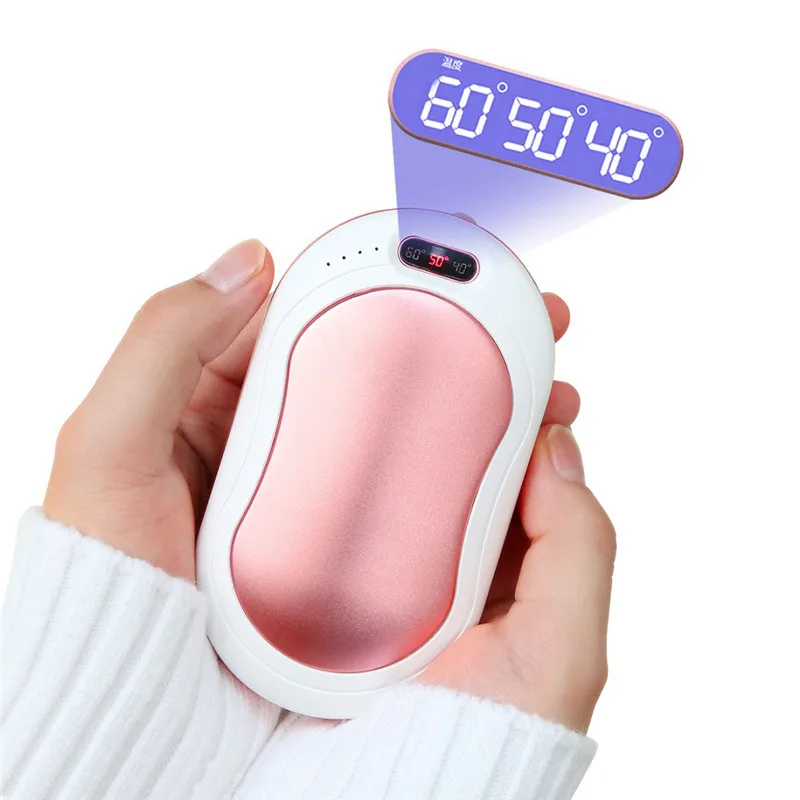 USB Hand Warmers with 3 Levels Temperature Display Hand Warmers 10000mAh Charging Treasure Double-Sided Heating Hand Protector