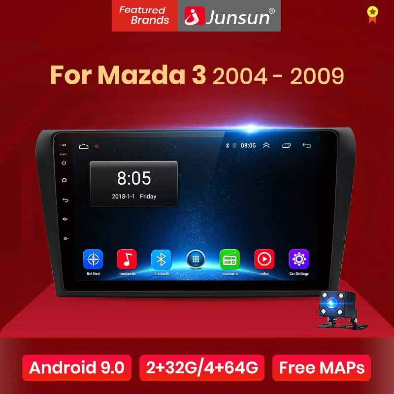 Junsun V1 2G + 32G Android 9 0 для Mazda 3 bk 2004 2009 maxx axela автомобильный Радио мультимедийный видео