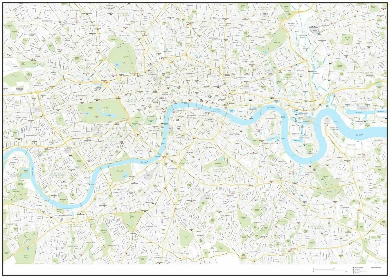 Детальная карта лондонских Boroughs гигантское искусство Шелковый плакат домашний