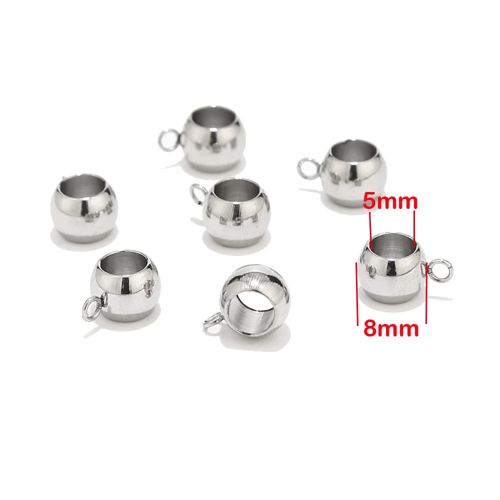 8mmx5mm 100 шт./лот 304 соединители из нержавеющей стали Висячие бусины Висячие трубки бусины с петлей подходят для европейских шармов Подвески бусины-разделители - Цвет: 8mmx5mm