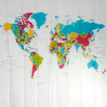 

HOT Shower Curtains World Map Shower Curtain 180cmx180cm Waterproof Mildew-proof Polyester Curtains NDS