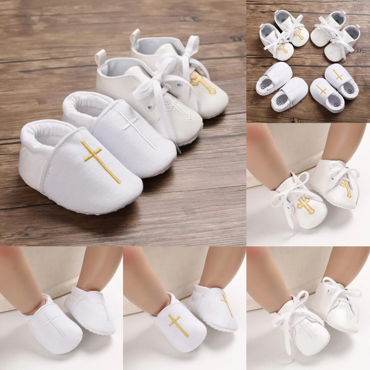 New White Baby Baptism Shoes Newborn Baby Fashion Toddler Shoes Church
