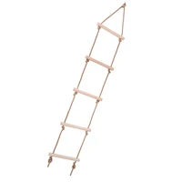 Kids Wooden Swing Outdoor Game Toy 5-level Ladder Playground Climbing Wooden Rope Ladder for Kids Indoor/Outdoor 5.7 Feet Length 2
