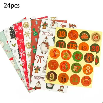 

Christmas Gift Bags with 24 Christmas stickers Reusable Craft Paper Boxes Goodie
