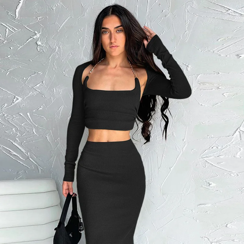 Plus Size Women Clothing Dress Autumn Summer Long Ladies Outfit Outfits For 2021 New Neck Hung Backless Vest Bust Skirt Suit bathing suit bottom cover up Cover-Ups