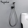 Bagnolux Gun Gray Toilet Hand Held Bidet Sprayer Kit with Hose and Holder Wall Mounted Hot and Cold Mixed Type Bathroom Faucet ► Photo 1/6