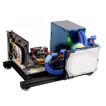 Diy quadro aberto caso do computador para itx mainboard dissipação de calor liga de alumínio chassi nua blocos de construção quadro