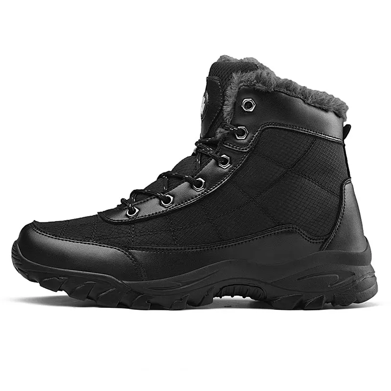 

Warm Fur Snow Boots Men Winter Shoes Mens Leather Shoe Ankle Cowboy Waterproof shose Man Motorcycle Casual Boot 2019 Footwear