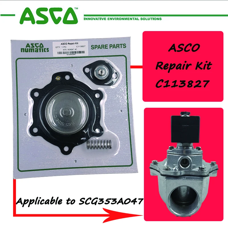 C113827 1,5 дюйма Двойная диафрагма Ремонтный комплект для ASCO G353A047 импульсный клапан