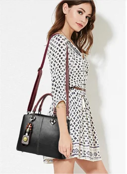 

New elegant ladies handbag fashion shoulder bag solid color casual retro female bag women's leather bag large capacity handbag