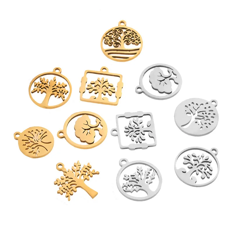 10pcs/lot Mixed Stainless steel Gold Tree Life Charm Pendants Jewelry Making Necklace Bracelet Women Men Accessories Diy Finding | Украшения