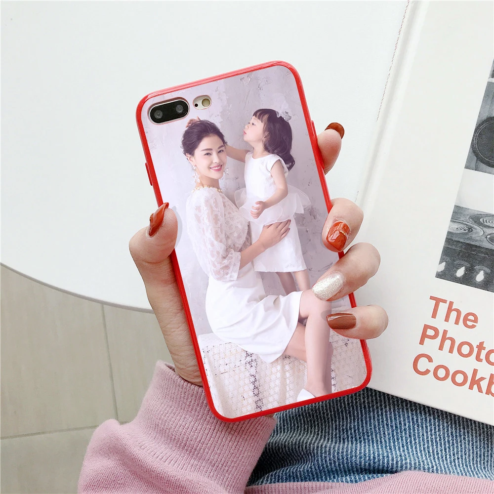 Diy заказной чехол для телефона из закаленного стекла чехол с мягкими краями для iphone X XS MAX XR 8 8Plus 6 6s plus 7 7plus DIY Изображение чехол для телефона