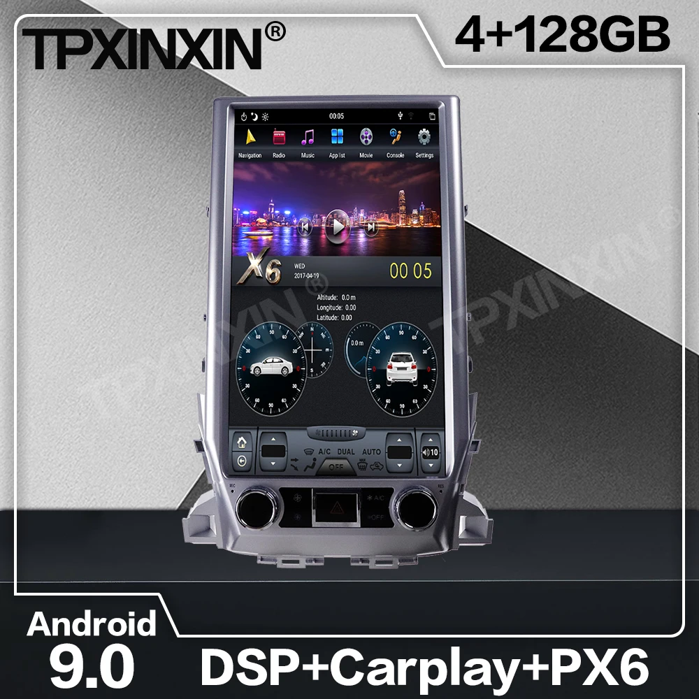 128G Tesla Screen Carplay Android Car Radio 2 Din Stereo Receiver For Toyota Lander Cruiser LC200 2016 20017 2018 GPS Audio Unit