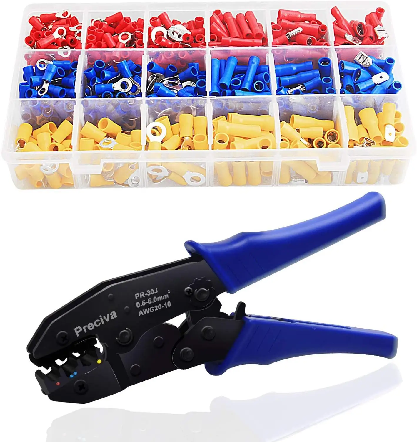 

700Pcs Electrical Connectors Crimp Connectors Assortment 0.5-6 mm Crimping Pliers Cable Set Hand Tool For Insulated Cable Lugs
