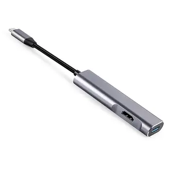 

5-in-1 Type C Hub Multifunction USB-C to USB3.0+ HDMI+TF Card Slot+PD Power Port Adapter Converter for MacBook Laptop Accessory