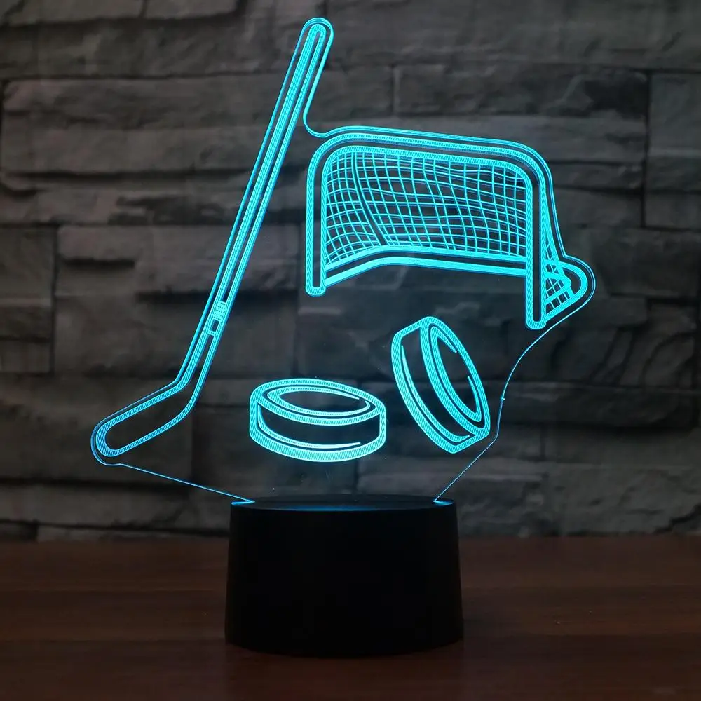 Хоккейное моделирование 3D светодиодный ночник RGB 7 цветов Изменение Настольная лампа фигурки 2241 дети дома рождественские игрушки
