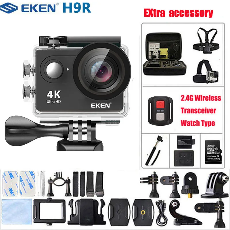 Экшн-камера eken H9/H9R 4K Ultra HD 1080 p/60fps, мини-камера на шлем, WiFi, водонепроницаемая, pro, Экстра 32 ГБ, TF карта, Спортивная камера