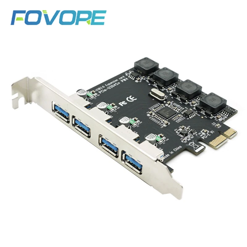 5Gbps Superspeed 4 Ports USB 3.0 Expansion Card Adapter PCI E PCI Express free power supply Controller Card , for Win 7 8 10|Add On Cards| - AliExpress