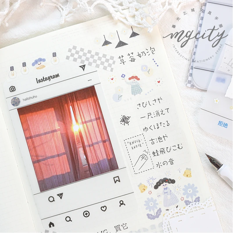 30sheets Creative life color Bullet Journal sticker Transparent Paper Note Memo Notepad no Stickiness School supplies kawaii