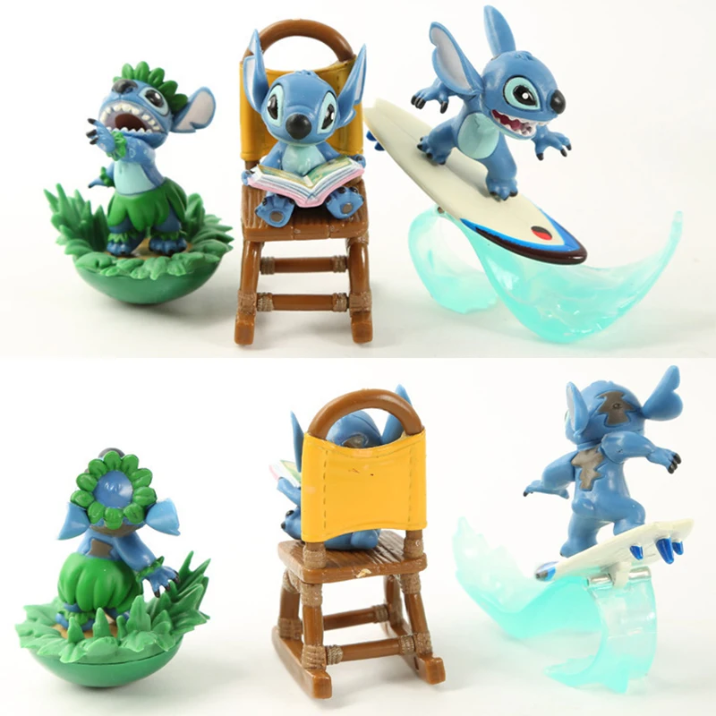 Disney Lilo & Stitch Мультяшные куклы Стич Гавайские статуэтки для праздников декорации
