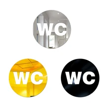 1 шт 12 см круглый знак Мужчины Женщины ванная Туалет дверь акриловая зеркальная поверхность 3D украшение дома стикер на стену