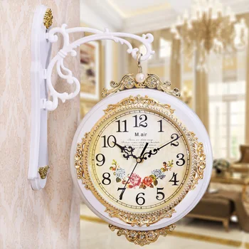 

double-sided wall clock living room clock silence European creative double-sided clock quartz wall clock home decor 50wc010