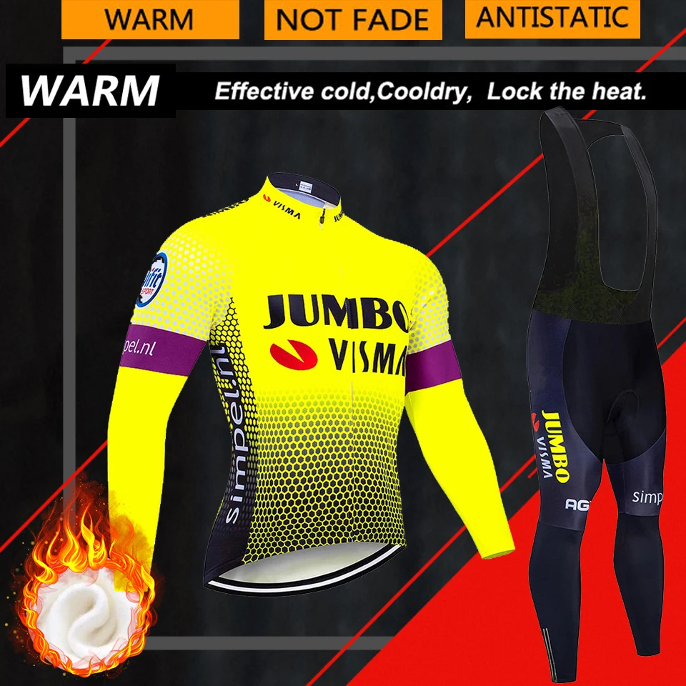 Pro Team Jumbo велосипедная майка 9D комплект с нагрудником MTB Униформа велосипедная одежда мужская зимняя теплая флисовая велосипедная Одежда для велоспорта