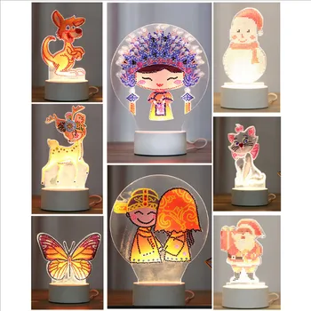 

Table Lamp LED 5D Diamond Painting Colorful Color Change Touch Usb Night Light Cross Stitch Embroidery Christmas Gift Home Decor