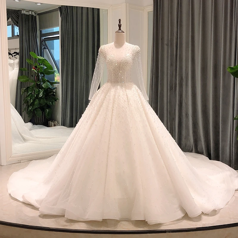 gown for wedding SL-8189 wedding dress 2021 ball gown long sleeve pearl china online store woman vintage civil bridal wedding gowns wedding dresses