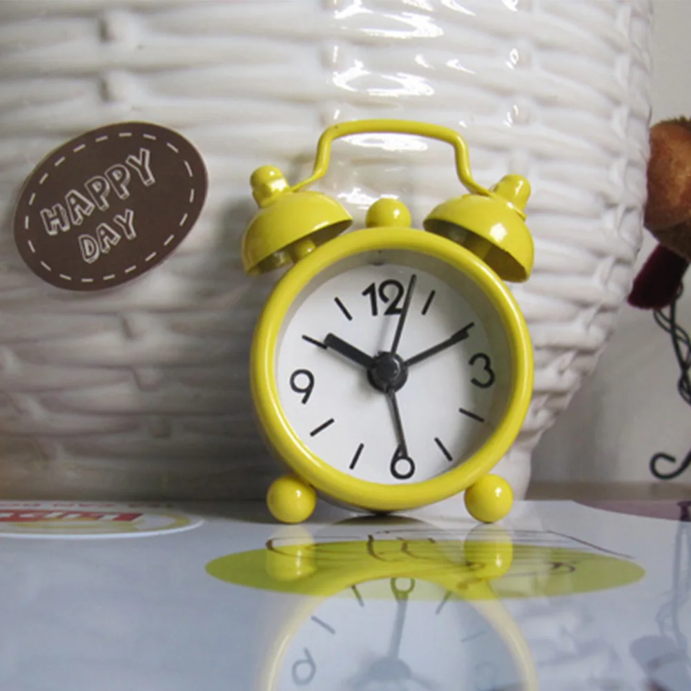 

Onner Round Metal Alarm Clock, Mini Cute Dial Number Round Desk Portable Portable Table Stand Clock