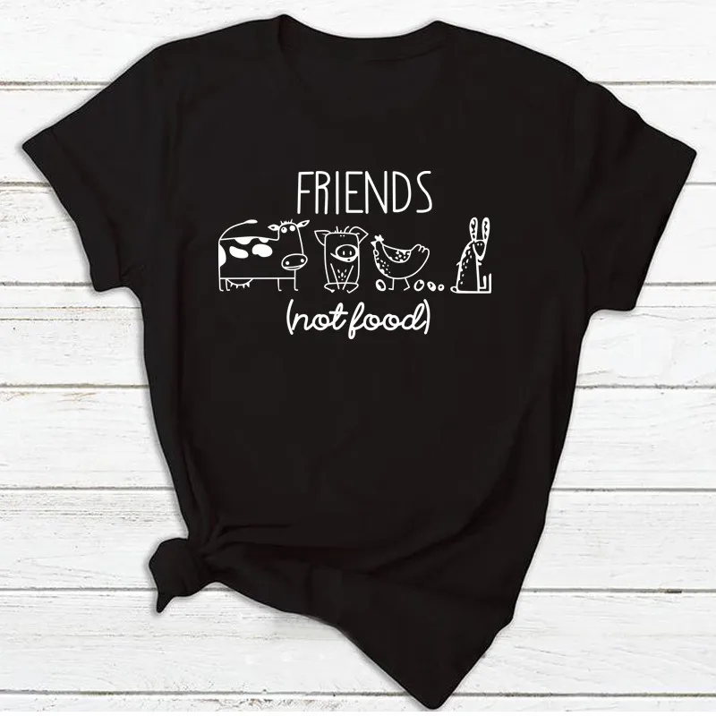 Женская футболка Friends Not Food Винтажная подарок для Веганской рубашки женская
