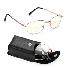 Портативные складные очки для чтения для мужчин и женщин, прогрессивные Мультифокальные линзы, очки для дальнозоркости с очками, чехол+ 1,00~+ 4,00