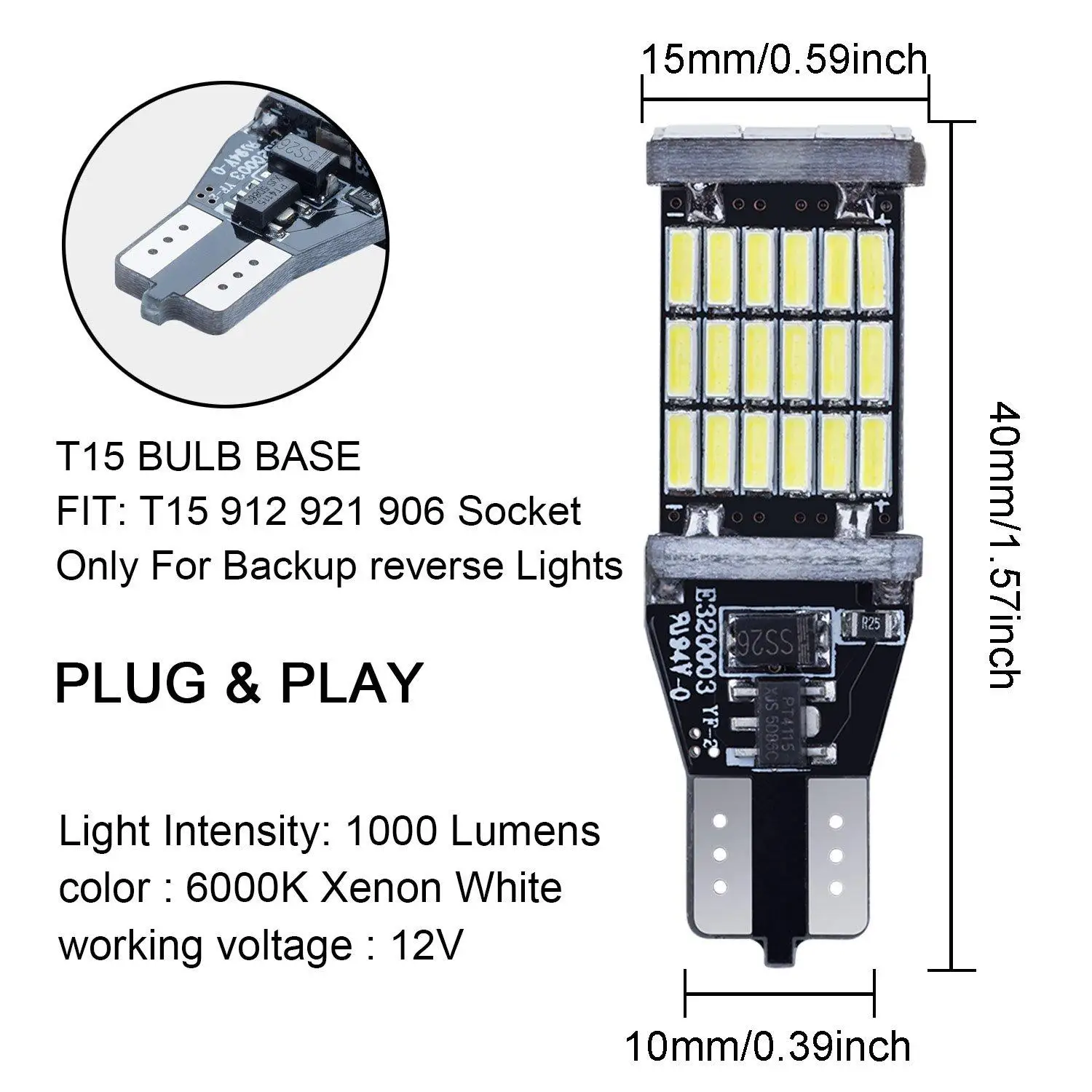 2X 1000LM 45SMD яркий Canbus ОШИБОК светодиодный лампы резервные задние фонари 6000K