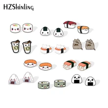 Милые серьги из смолы для суши, кавайные акриловые серьги с рисовыми шариками, серьги-гвоздики из эпоксидной смолы