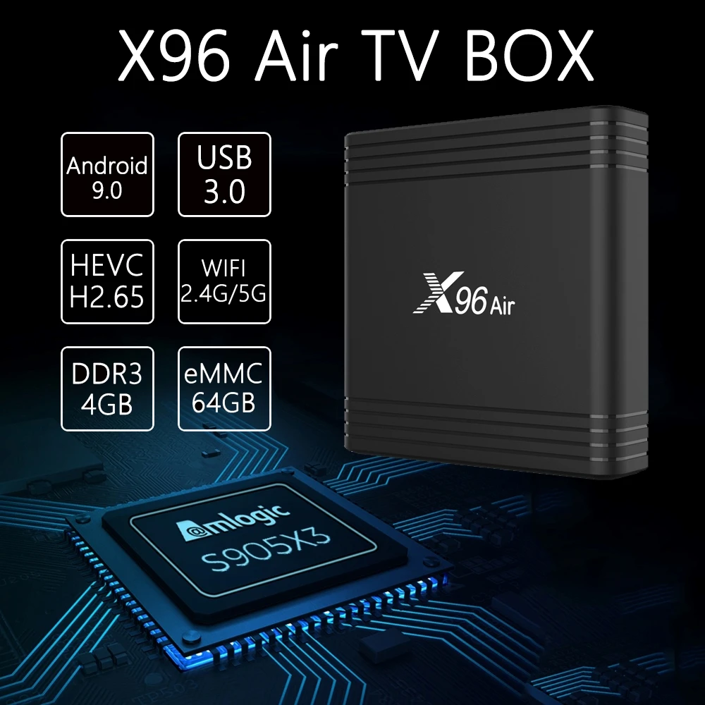 

X96Air 4GB 64GB Android 9.0 TV Box Amlogic S905X3 Quad Core 2.4G 5G Dual Wifi BT4.1 8K Support Youtube Netflix X96 Air Media Pla
