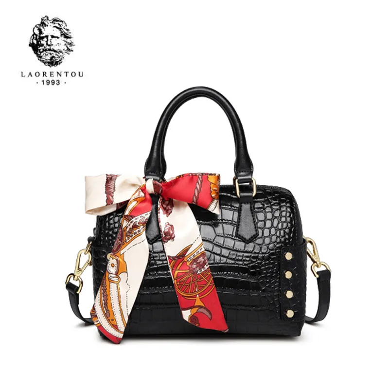 LAORENTOU крокодиловый узор Воловья кожа женские сумки роскошные дизайнерские