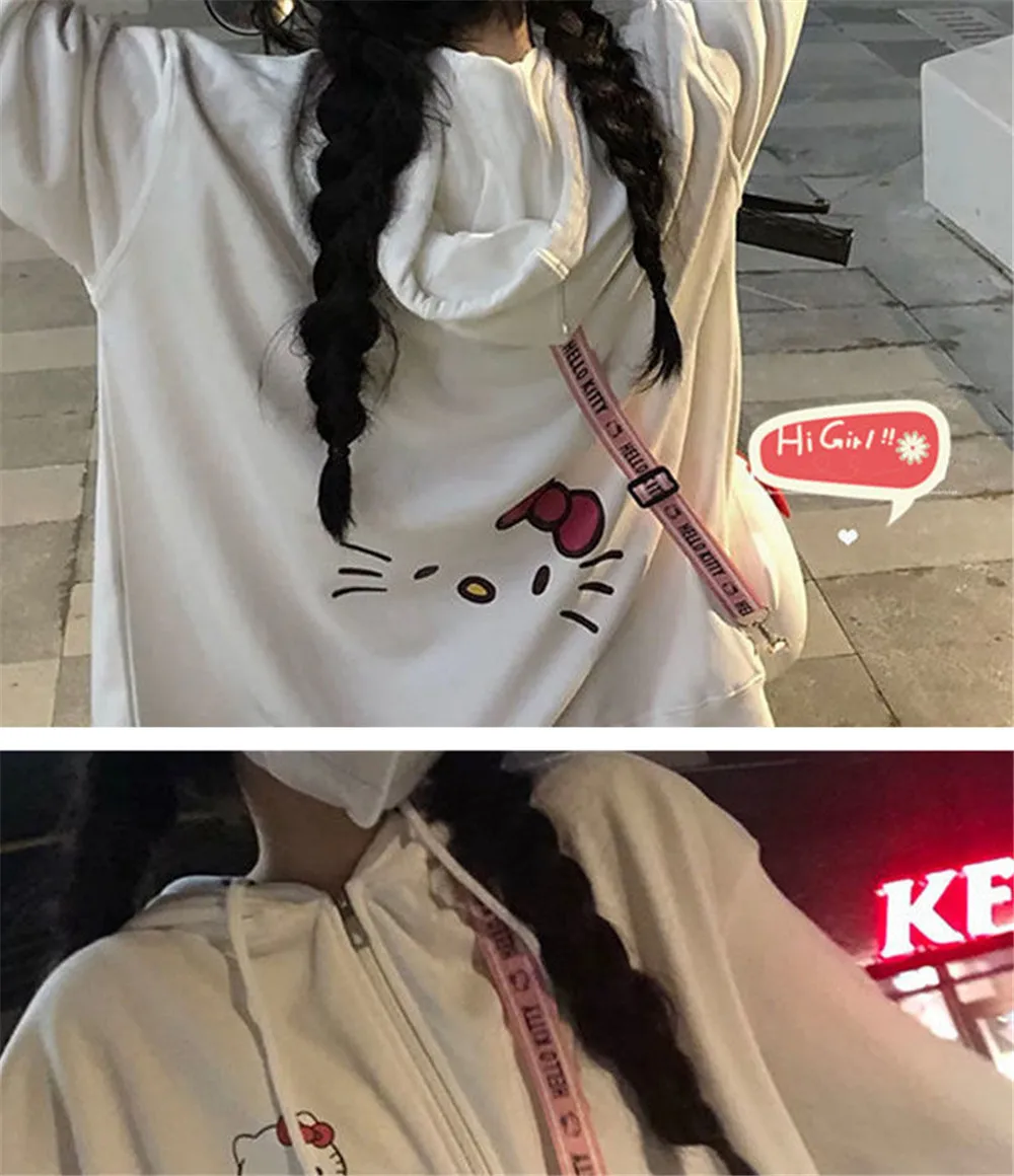 cool hoodies Cute Cartoon Sweatshirt Female Harajuku Streetwear Funny Amine Hoodies Women Japan Teens Pullover Oversized Tops Vintage Hoodie cat hoodie