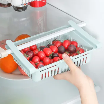 

Refrigerator Retractable Storage Rack Household Pull-out Type Classification Storage Fresh Keeping Box Layered Partition