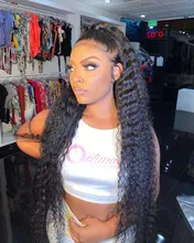 Mechones de pelo humano Remy con Perla Negra y ondas profundas, mechones de 30 pulgadas con cierre, 3 mechones