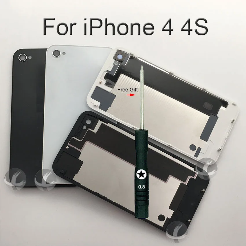 Стеклянная задняя крышка для iPhone 4 4S, задняя кристальная панель, крышка на батарейку, запасные части, OEM, новинка, с бесплатным инструментом