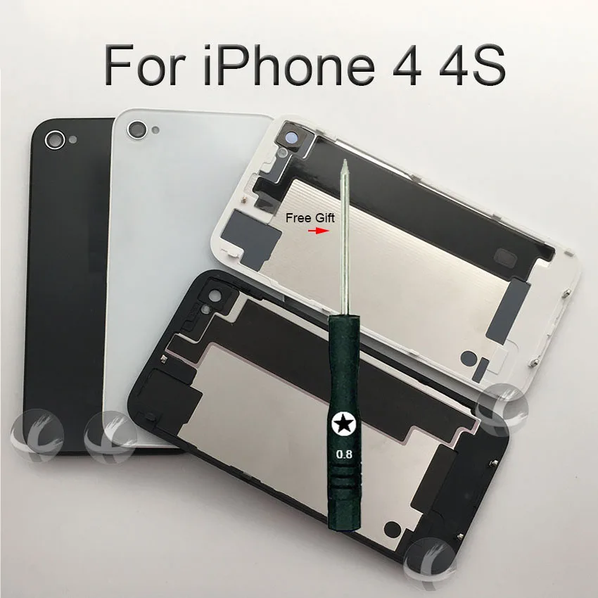 Стеклянная задняя крышка корпуса для iPhone 4 Задняя кристальная Панель батарейного