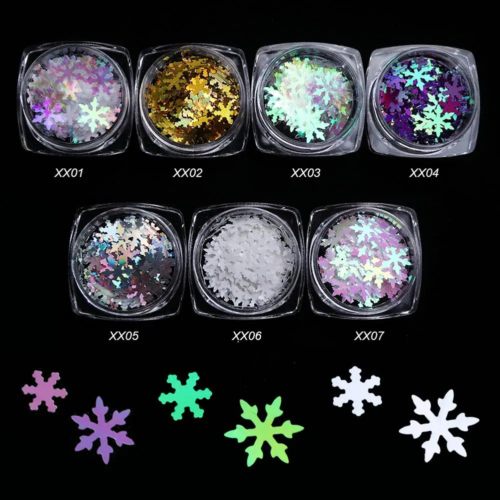 

1 Box Christmas Decor 3D Glitter Snowflake Nail Art Sequins Ultra-thin Flake