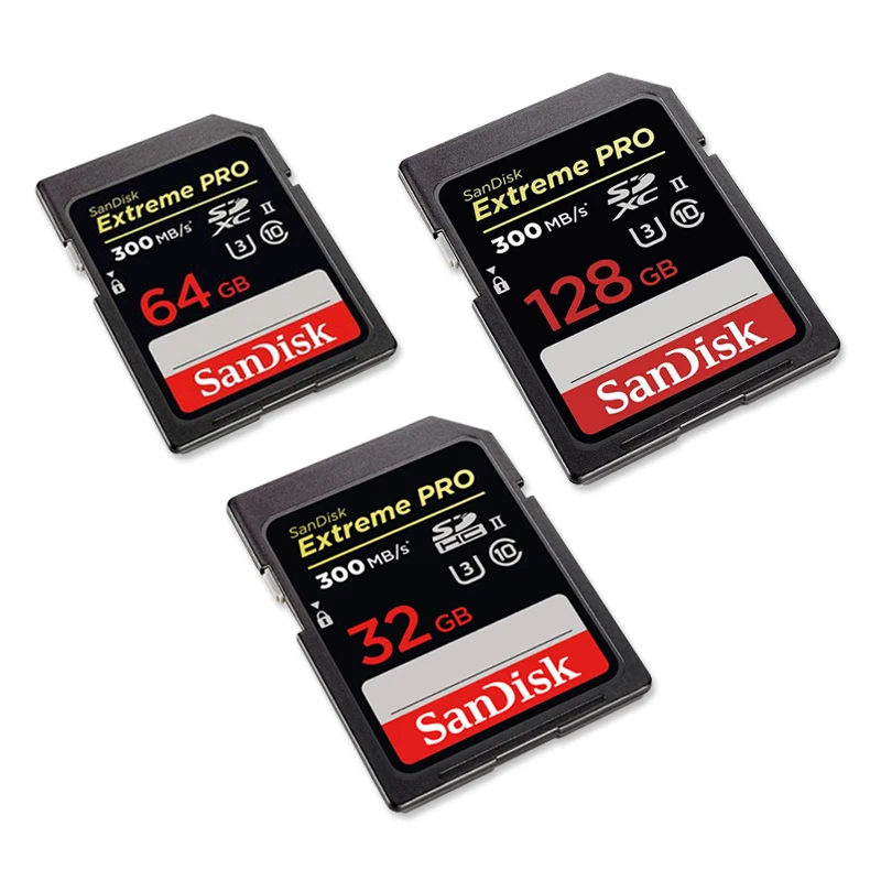 SanDisk карта памяти 32 Гб 64 Гб 128 ГБ SD карта SDXC Extreme PRO 300 МБ/с./с флеш-накопитель для камеры
