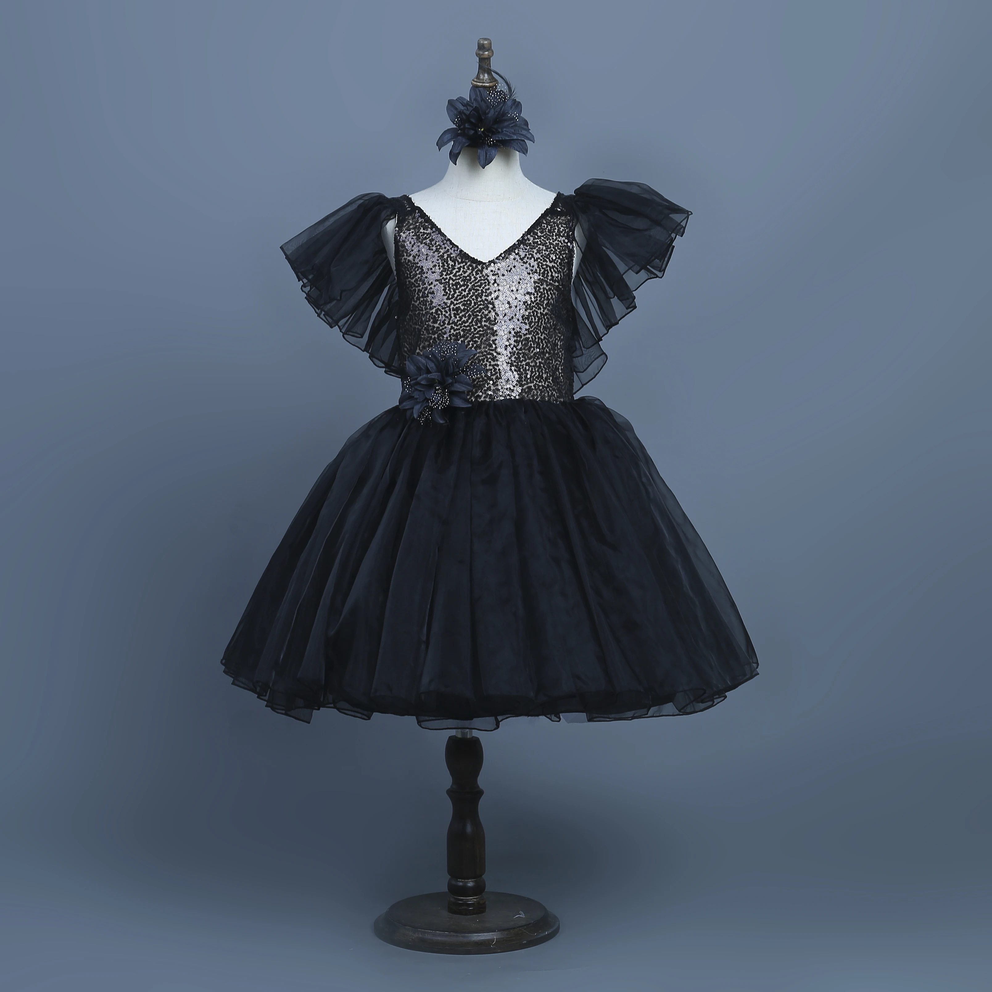 Дизайнерские красные, белые, синие платья с блестками для девочек на свадьбу, Детские праздничные вечерние платья принцессы черного цвета для девочек