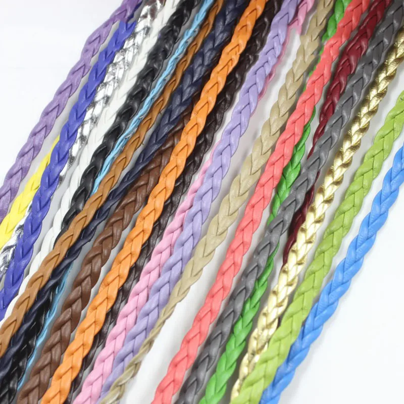 cordons Bolo en cuir tressé, 5mm, bleu marine, sangle de fab