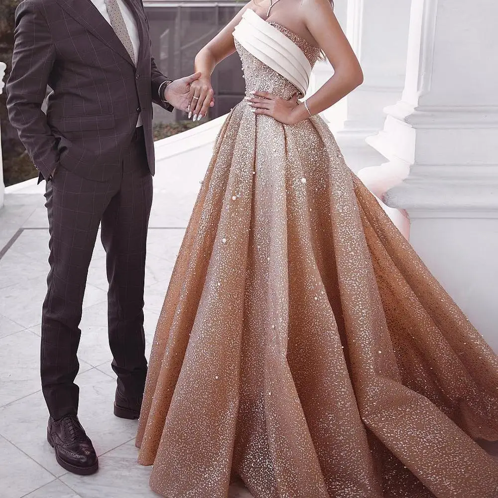

Sparkly Gradient Sequin Sweep Train Prom Dresses Frills with Masquerade Ball Gowns Strapless 2024 Sweet Evening Dresses