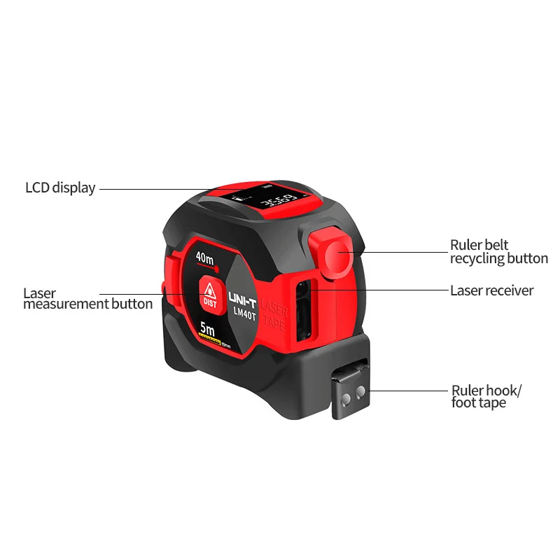 UNI-T Laser Measuring Tape Measure 40M Digital Distance Meter Rangefinder Retractable 5m Laser Ruler Trena a laser Professional UNI-T Laser Measuring Tape Measure 40M Digital Distance Meter Rangefinder Retractable 5m Laser Ruler Trena a laser Professional
