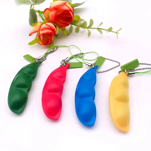 Color Fidget Toy Antistress Squeeze Edamame Relieve Stress Toy Pop Lovely it Squeeze Beans Surface Emotion Figet Toys Keychain 4